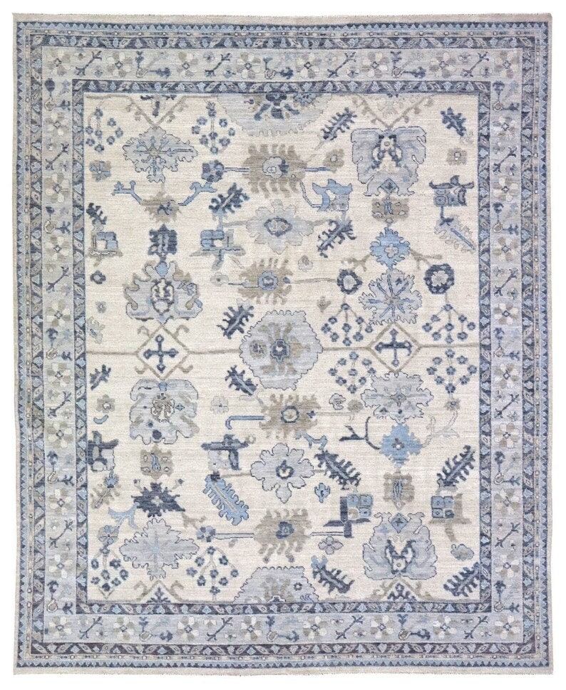 9x12 Pastel Blue Oushak Rug,handmade Rug for Living Room,bedroom,dining