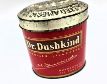 Dr. Dushkind American Cigarettes Vintage-Dose aus den Niederlanden der 1950er Jahre