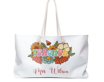 Personalised Weekender Bag, Teacher, Large Weekender Bag, Beach Bag, Teacher Bag