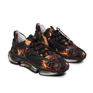 Fury Skulls Men&#39;s Mesh Sneakers Gothic Shoes, Edgy Footwear, Men&#39;s Mesh Trainers, Skull Print Shoes, Men&#39;s Running shoes