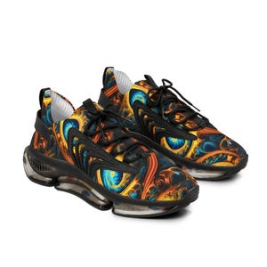 Neon Vortex Men&#39;s Mesh Sneakers 100% Mesh-Knit Polyester Lightweight Running Shoes Breathable Athletic Sneakers Futuristic Streetwear