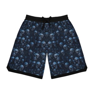 Skull Wall Basketball Shorts 100% Polyester Gothic Athletic Shorts Quick-Dry Shorts Edgy Skull Print Streetwear High-Performance Sportswear