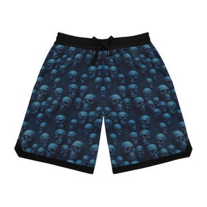 Floating Skulls Basketball Shorts 100% Polyester Gothic Athletic Shorts Quick-Dry Shorts Skull Print Streetwear High-Performance Sportswear