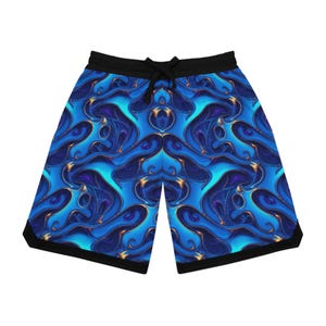 Metallic Ocean Basketball Shorts 100% Polyester Lightweight Athletic Shorts High-Performance Sportswear, Ocean Shorts, Metallic Shorts