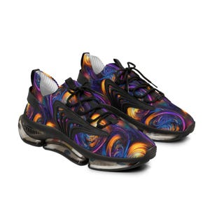 Vortex Swirl Men&#39;s Mesh Sneakers 100% Mesh-Knit Polyester Lightweight Running Shoes Breathable Athletic Sneakers Futuristic Streetwear