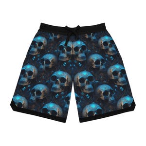 Skulls of Wisdom Basketball Shorts 100% Polyester Gothic Athletic Shorts Quick-Dry Shorts Skull Print Streetwear High-Performance Sportswear