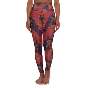 Butterfly Wonders Women's Yoga Leggings, Colorful Butterfly Print High-Waisted Leggings, Breathable Activewear for Fitness and Athleisure