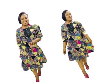 Multicoloured Ankara Dress with net