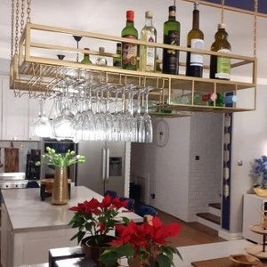 Loft-style, Hanging Planter, Ceiling Shelf , Wine Rack, glass rack, stemware rack, hanging glass rack, ceiling-mounted stemware rack