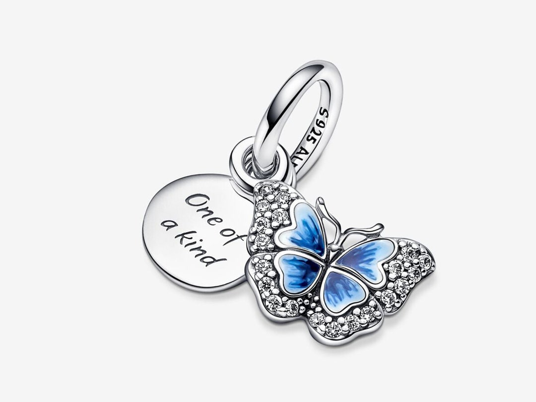 Blue Butterfly Dreams Pandora Double Dangle Charm Etsy