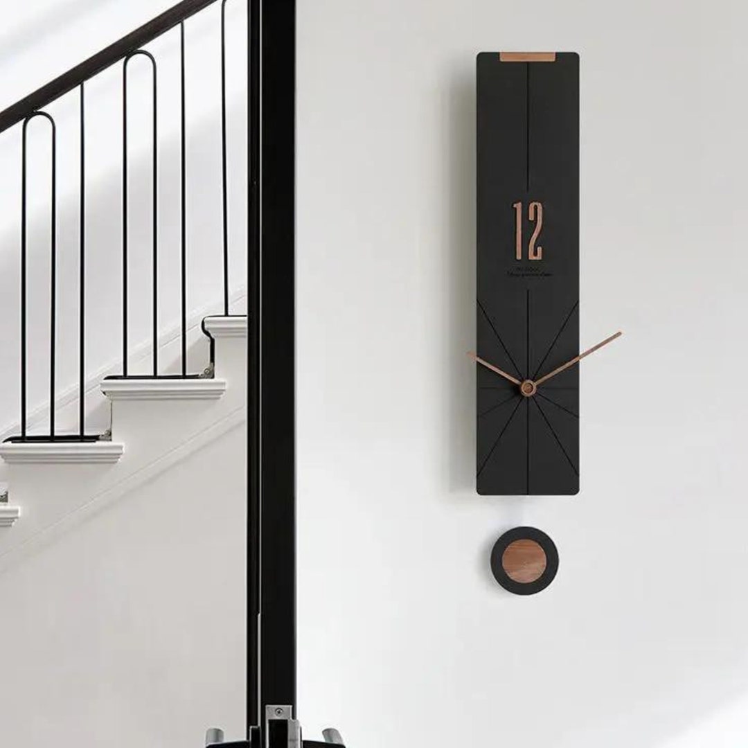 Large Pendulum Wall Clock Interior Living Room Design Etsy