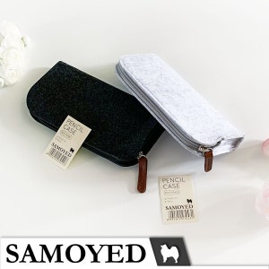 Stationery, Pen, Pencil Case, Bag, Pouch, Organizer, Wallet Samoyed PCCS-F04, Felt Fabric, Zipper, Lightweight