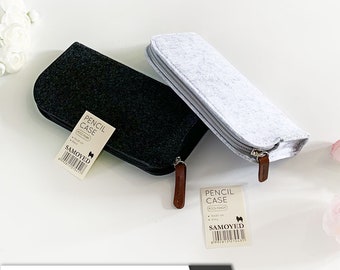 Stationery, Pen, Pencil Case, Bag, Pouch, Organizer, Wallet Samoyed PCCS-F04, Felt Fabric, Zipper, Lightweight