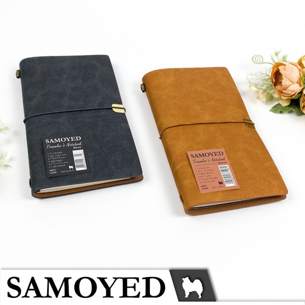 Traveler's, Travel Notebook, Journal, Diary Samoyed NBTV-L6, Aesthetic Classic Vintage PU Leather Cover, Refillable