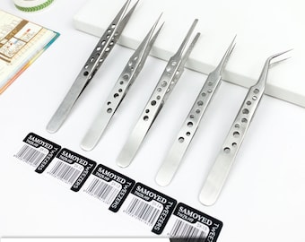 Professional Stainless Steel Tweezers Samoyed TWZR-H9, Precision, Anti-Skid, Anti-Magnetic, Craft, Jewellery, Sticker, Electronic, Eyelash