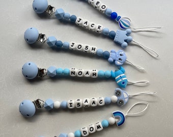 Personalised Dummy Clips, Personalised Dummy Chains, Handmade, BPA Free, Baby Shower Gift