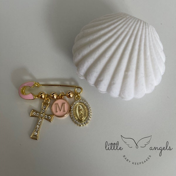 Personalised Gold Keepsake Baby Pin | Baby Brooch | Baptism Pin | Stroller Pin | Baby Shower