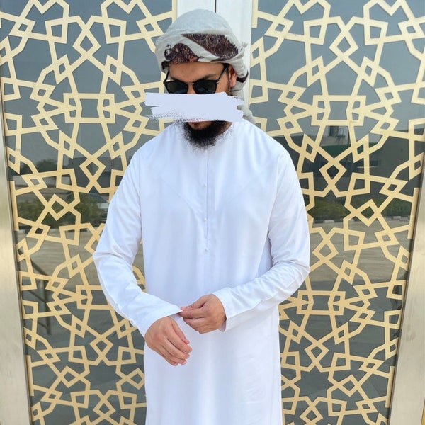 Handcrafted Kamees jubba Emirati thobe Muslim Men - Emirati Prince Elegance - Confection Dubai