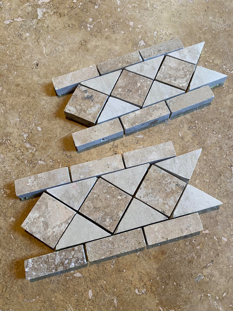 Rustic Noce Chiaro Travertine Tumbled Wall Border Tile Arrow Listello ...