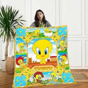 Tweety Bird Vintage Quilt Blanket, Tweety Bird Cozy Quilt Blanket, Bedding blanket, Bedding Decor, Home Decor Gift