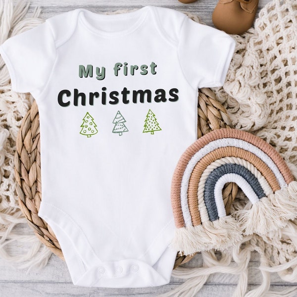 Baby erstes Weihnachten Neugeborenes Strampler süßes Outfit Weichnachten Bodysuit neues Baby My first Christmas 2023 Babyparty Geschenk Kind