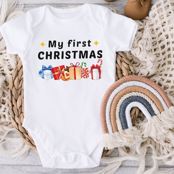 Baby erstes Weihnachten Neugeborenes Strampler süßes Outfit Weichnachten Bodysuit neues Baby My first Christmas 2023 Babyparty Geschenk Kind