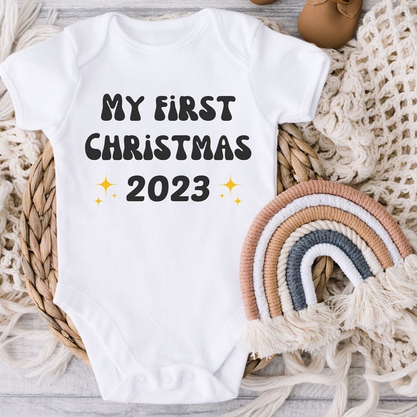 Baby erstes Weihnachten Neugeborenes Strampler süßes Outfit Weichnachten Bodysuit neues Baby My first Christmas 2023 Babyparty Geschenk Kind