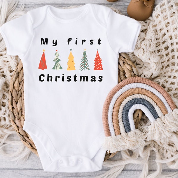 Baby erstes Weihnachten Neugeborenes Strampler süßes Outfit Weichnachten Bodysuit neues Baby My first Christmas 2023 Babyparty Geschenk Kind