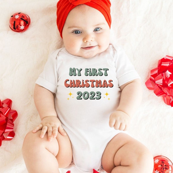 Baby erstes Weihnachten Neugeborenes Strampler süßes Outfit Weichnachten Bodysuit neues Baby My first Christmas 2023 Babyparty Geschenk Kind