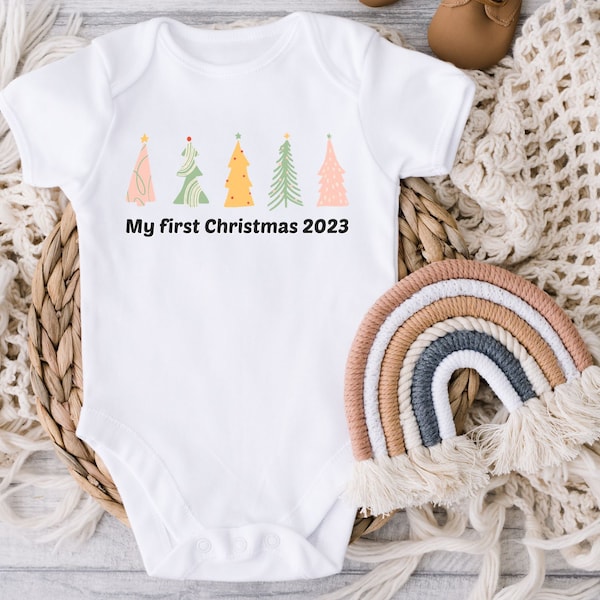 Baby erstes Weihnachten Neugeborenes Strampler süßes Outfit Weichnachten Bodysuit neues Baby My first Christmas 2023 Babyparty Geschenk Kind