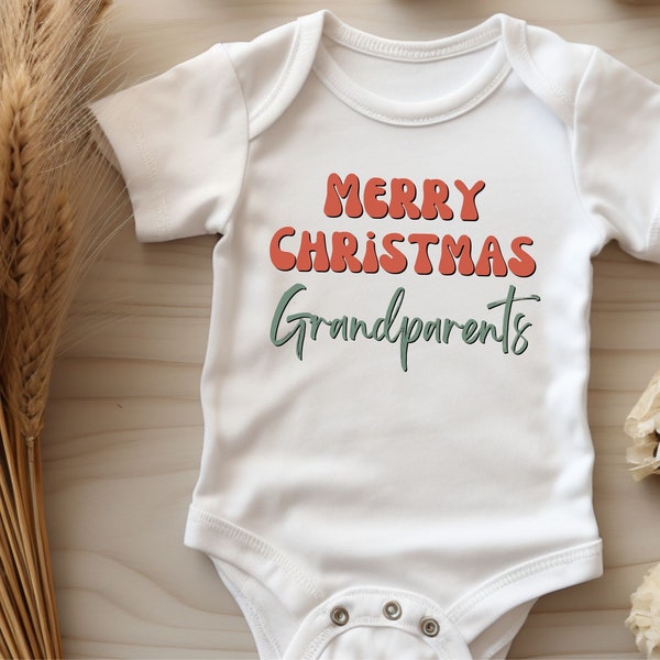 Personalisierte Weihnachts-Ankündigung Großeltern Schwangerschaft Mama und Papa Baby Strampler Geschenk Eltern Weihnachten Baby Bodysuit