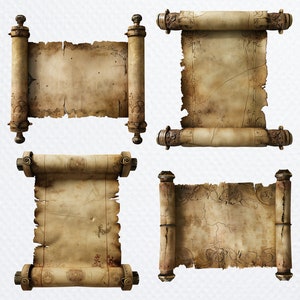 16 Medieval Scroll Clipart, Vintage Scroll, High Quality Pngs, Scroll
