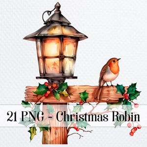 21 Christmas Robin PNG Bundle, Printable Watercolor clipart for sublimation, Digital download, High Resolution, Paper craft, junk journals