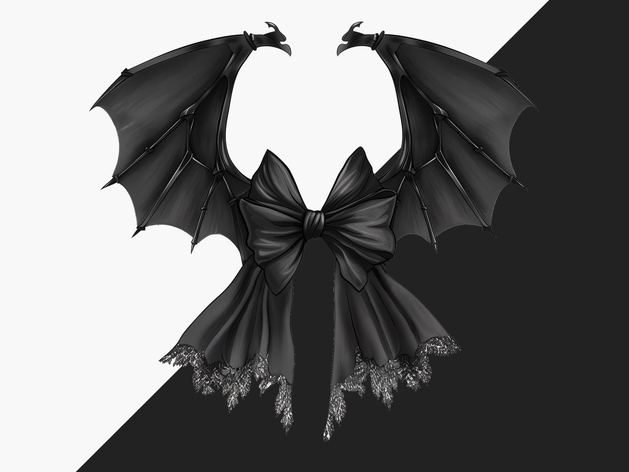 Halloween Bat Gothic Coquette Bow Png, Black Bow Png, Retro Halloween ...
