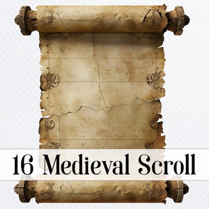 16 Medieval Scroll Clipart, Vintage Scroll, High Quality PNGs, Scroll Paper Printable clipart,  junk journals, Digital download, Paper craft