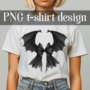 Halloween Bat Gothic Coquette bow png, black bow png, retro halloween png, Gothic png, soft girl png, Gothic  Bat png, trending Shirt design