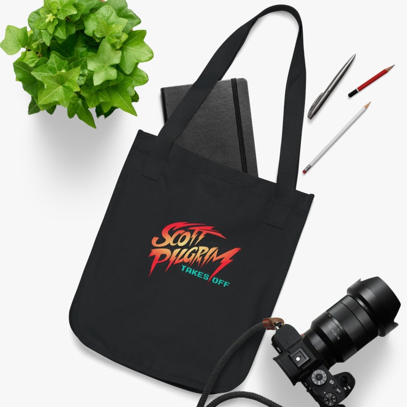 Scott Pilgrim Takes Over Tote Bag Black Organic Vegan Eco Anime Web Series Comic Book Merch Scott Pilgrim vs The World Fan Nerd Gift zdjęcie 7