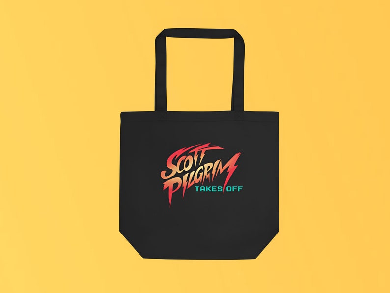 Scott Pilgrim Takes Over Tote Bag Black Organic Vegan Eco Anime Web Series Comic Book Merch Scott Pilgrim vs The World Fan Nerd Gift zdjęcie 3