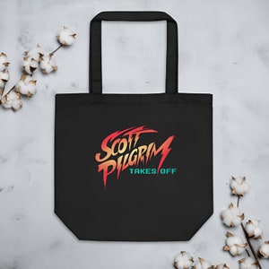 Scott Pilgrim Takes Over Tote Bag Black Organic Vegan Eco Anime Web Series Comic Book Merch Scott Pilgrim vs The World Fan Nerd Gift zdjęcie 1