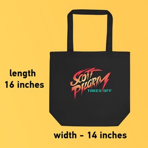 Scott Pilgrim Takes Over Tote Bag Black Organic Vegan Eco Anime Web Series Comic Book Merch Scott Pilgrim vs The World Fan Nerd Gift zdjęcie 6