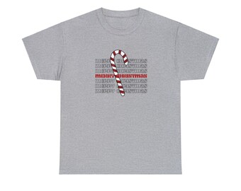 Candy Cane Christmas Unisex Heavy Cotton Tee