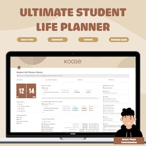 Ultimate Student Planner Notion Template Academic Planner Notion Dashboard College Planner ADHD Planner Assignment Tracker Personal Planner