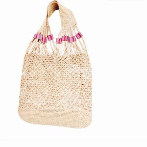 Häkeln Sie Vegan Frau Tasche Handmade Geschenk Handgemachte Tasche Strand Sommer Leder Tragetasche für Frauen Stroh Strand Schultertasche Häkeln Raffia Tote
