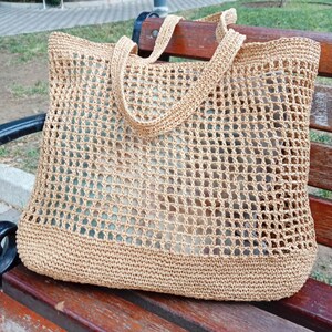 Häkeln Sie Vegan Frau Tasche Handmade Geschenk Handgemachte Tasche Strand Sommer Leder Tragetasche für Frauen Stroh Strand Schultertasche Häkeln Raffia Tote
