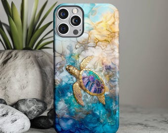 Sea Turtle Tough Phone Case, Artistic Ocean Design, Protective Cover, iPhone, Samsung, Google Pixel, Durable, Stylish, Unique Gift Idea