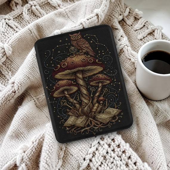 Mushroom Owl Kindle Case, Witchy Reader Gift, Custom Name Enchanted Gen 12 Kindle Cover, Paperwhite Colorsoft Models