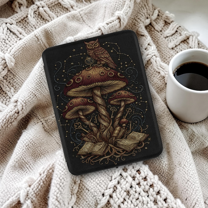 Magic Owl Mushroom Art Print, Fairy Tale Decor, Mystical Forest Wall Art, Whimsical Fantasy Illustration, Enchanted Home Decoration