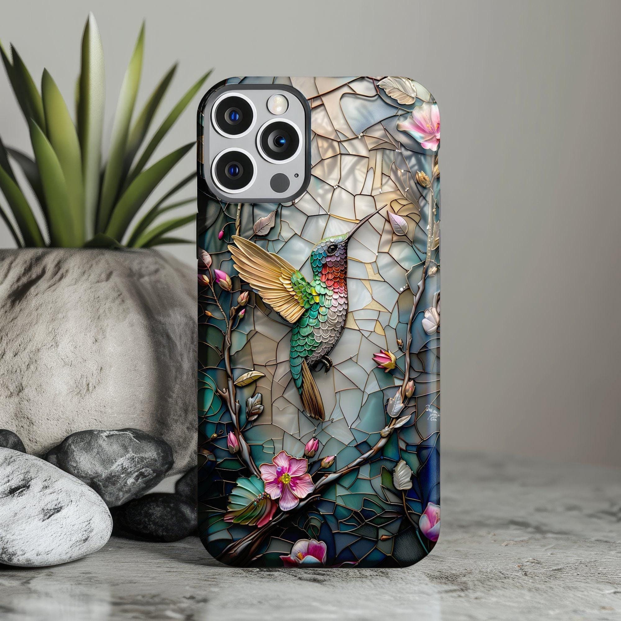 Artistic Hummingbird Design Tough Phonecase for iPhone, Galaxy and Pixel Phones, Perfect Gift For Bird Lovers, Gorgeous Artistic Phone Cover
