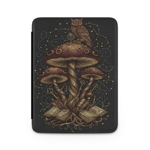 Owl and Mushroom Art, Mystical Forest Print, Constellation Design, Book Lover's Gift, Magical Nature Decor, Fantasy Wall Art