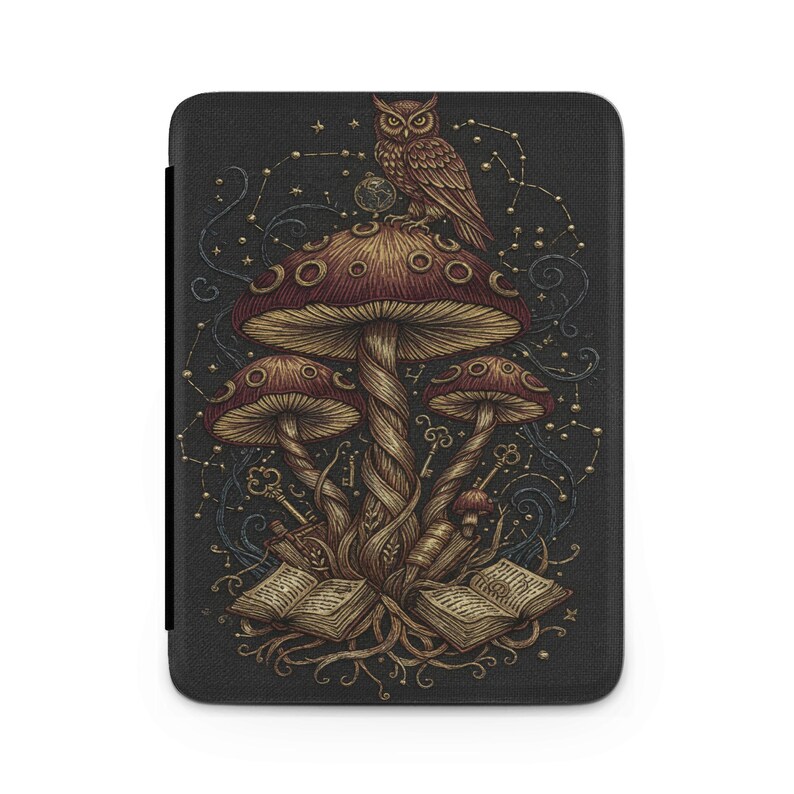 Owl and Mushroom Art, Mystical Forest Print, Constellation Design, Book Lover's Gift, Magical Nature Decor, Fantasy Wall Art